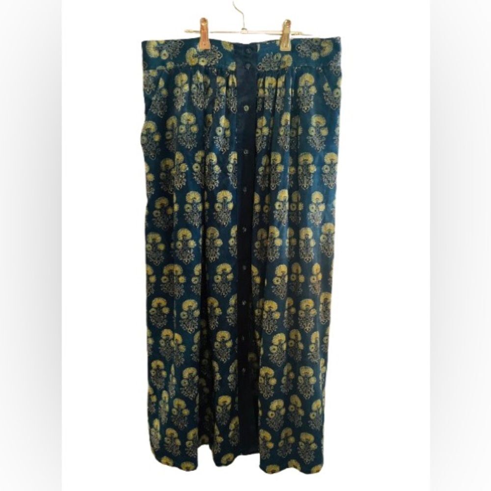 Beau & Ro Floral Maxi Skirt in Blue and Gold